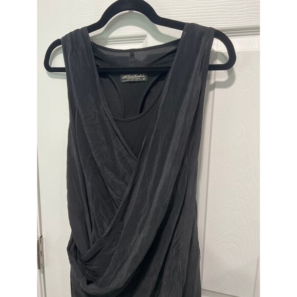 AllSaints Spitalfields Draped Silk Black Dress Size 10 - Picture 3 of 7